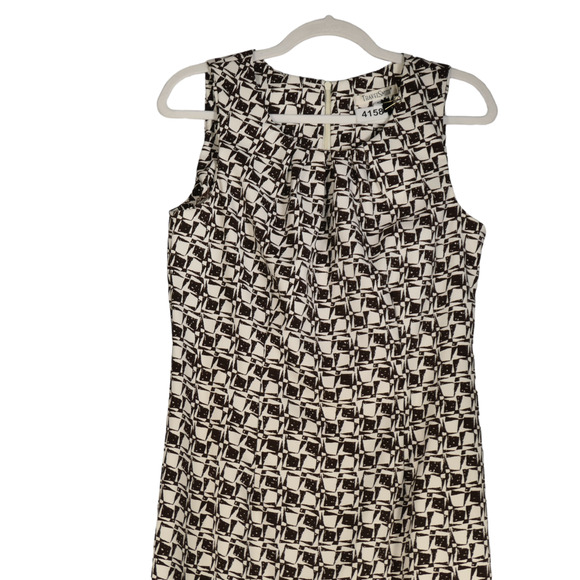 TravelSmith Brown Midi Dress Womens Size 10 Lightweight Sheath Brown and White - Picture 2 of 9